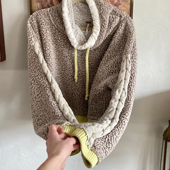 FP FREE PEOPLE BRAND STRETCH BOHO FLEECE PULLOVER SHERPA JACKET SWEATSHIRT TOP M - Picture 11 of 17